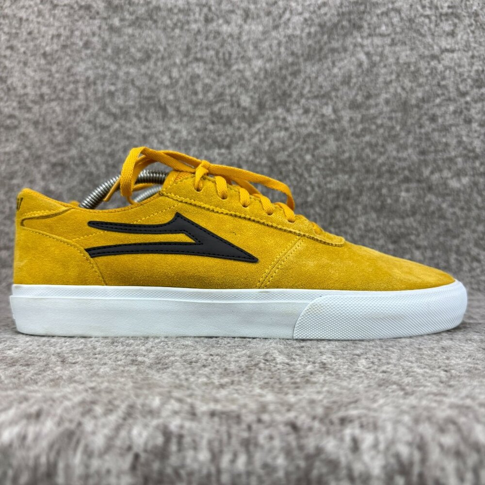 ✅Mens 9 Lakai Manchester Skateboard Sneakers Yellow/Black Suede Skate Shoes